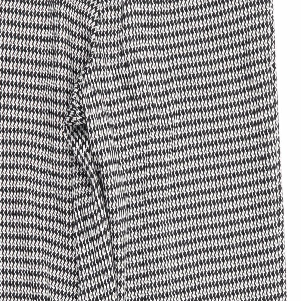 TU Womens Black Houndstooth Polyester Trousers Size 8 L26 in Regular
