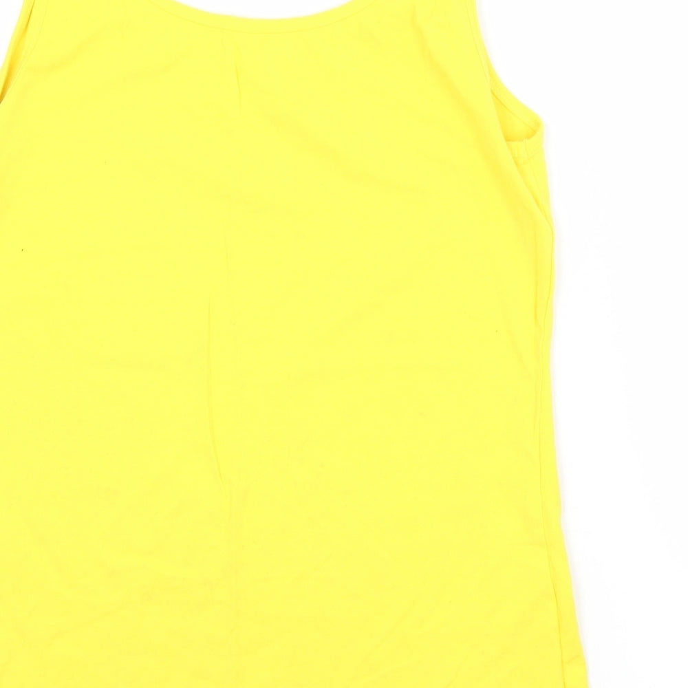 Papaya Womens Yellow Cotton Basic Tank Size 14 Scoop Neck