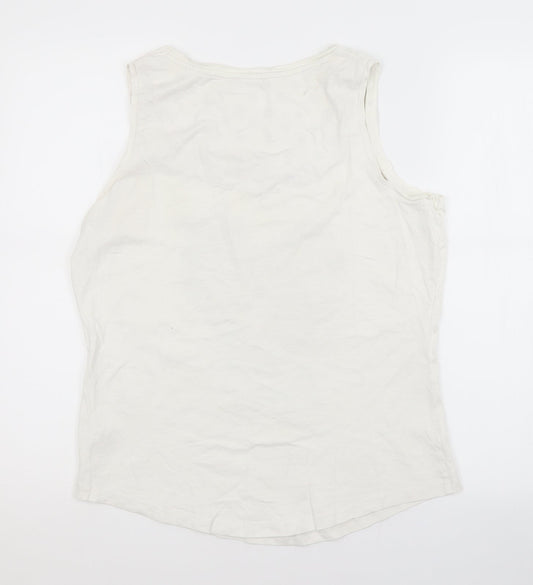 George Womens White Cotton Basic Tank Size 12 Scoop Neck