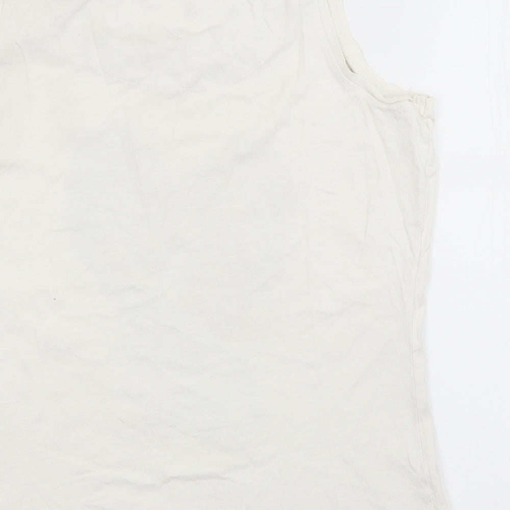 George Womens White Cotton Basic Tank Size 12 Scoop Neck