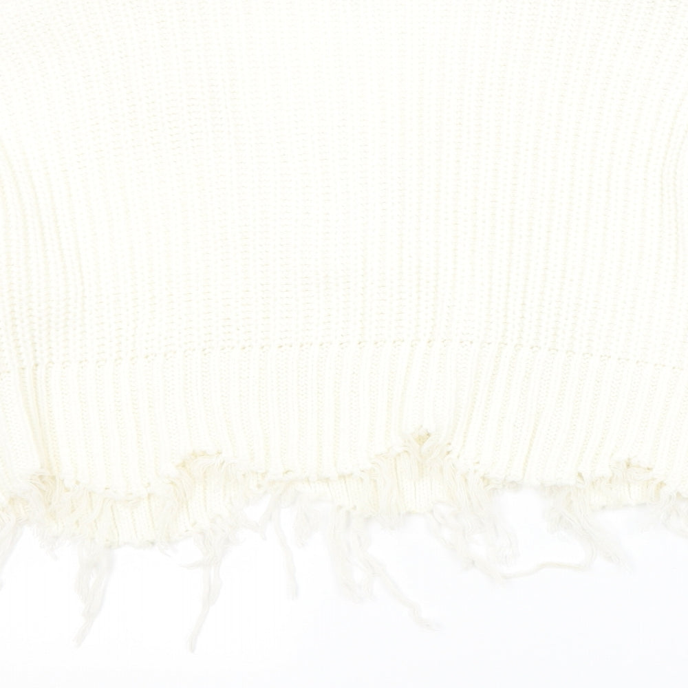 Womens UK Size S PRETTYLITTLETHING White Pullover Jumper