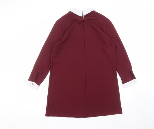 Primark Womens Red Collared Polyester Pullover Jumper Size 12