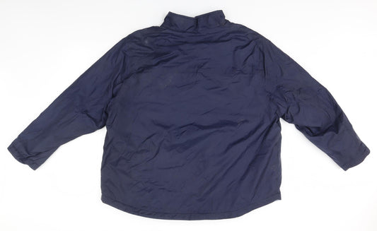 Back view of Essence women’s blue rain coat coat