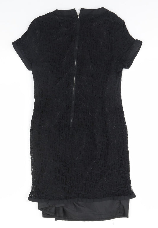 Peacocks Womens Black Cotton Pencil Dress Size 10 Round Neck