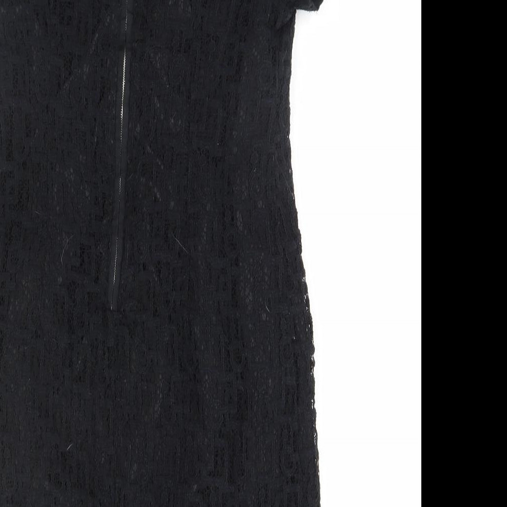 Peacocks Womens Black Cotton Pencil Dress Size 10 Round Neck