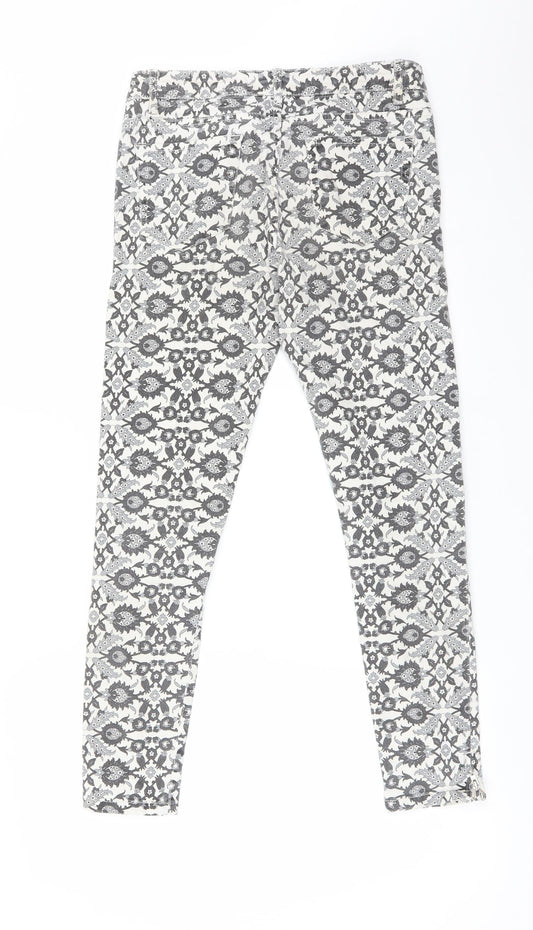 Zara Womens Multicoloured Floral Skinny Jeans Size 30 L26 in Regular