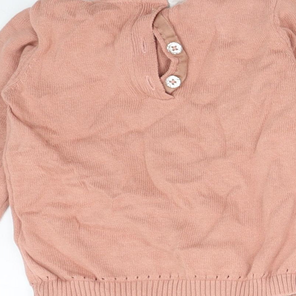 TU Girls Pink Cotton Basic T-Shirt Size 6-9 Months Round Neck - CAT