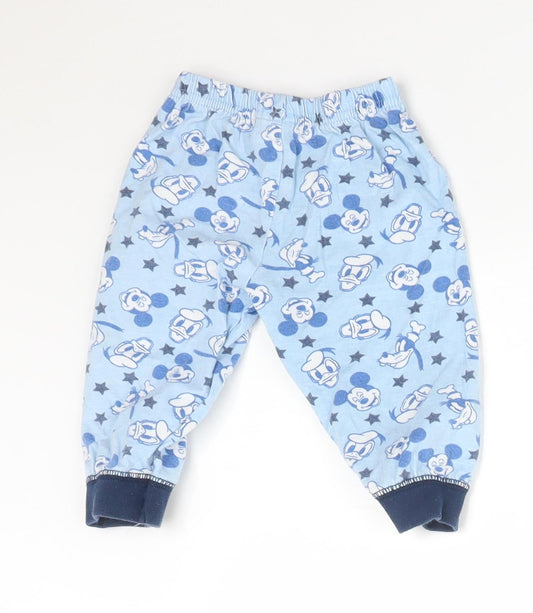 Disney Boys Blue Solid Cotton Pyjama Pants Size 6-9 Months - DISNEY