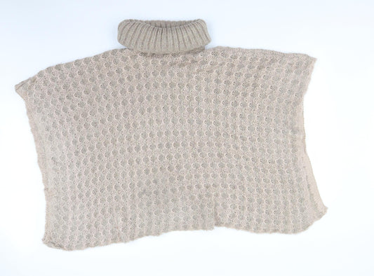 F&F Womens Beige Argyle/Diamond  Jacket Poncho Size M