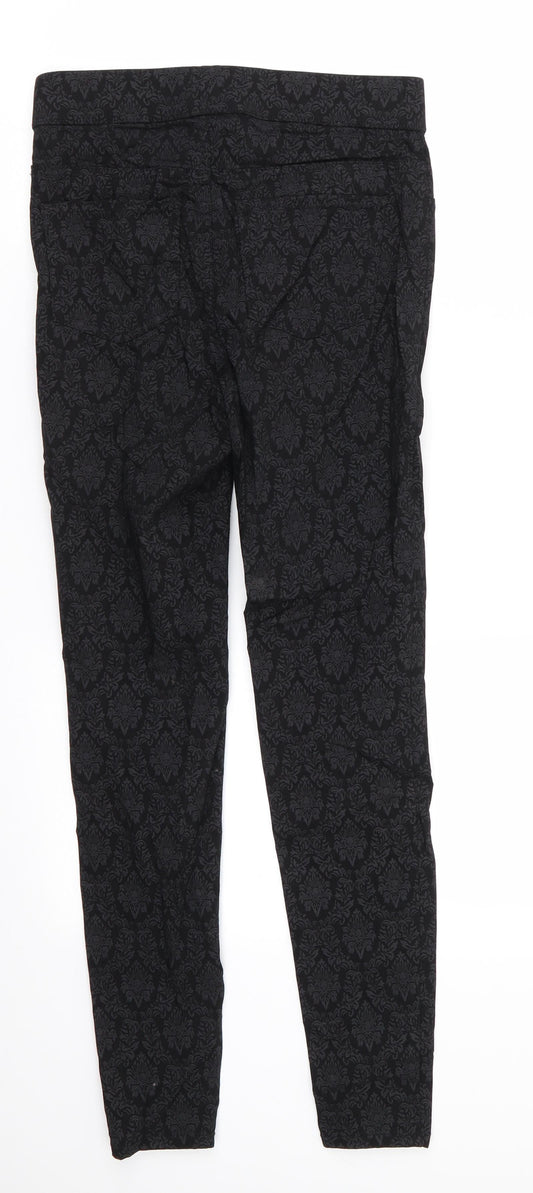 TU Womens Black Floral Viscose Jegging Jeans Size 8 L27 in Regular - Embossed black grey pattern