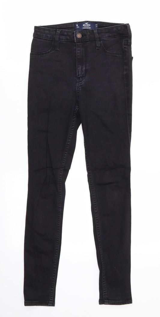 Additional front view of Hollister women’s black cotton skinny jeans, size UK 25, in, 27-inch leg regular