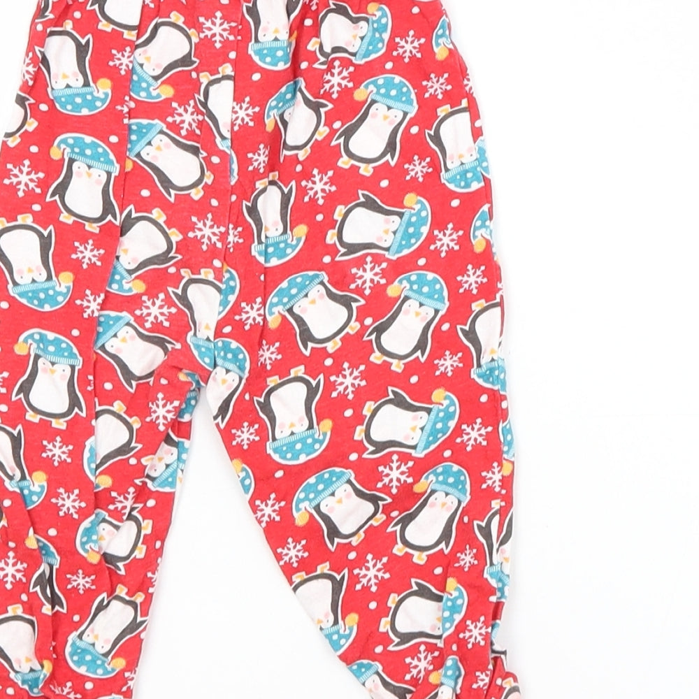 Preworn Baby Red Animal Print Cotton Jogger Trousers Size 9-12 Months