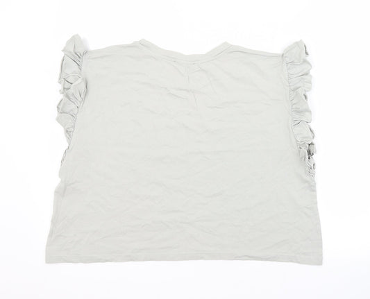 Womens UK Size L Zara Grey Basic Blouse