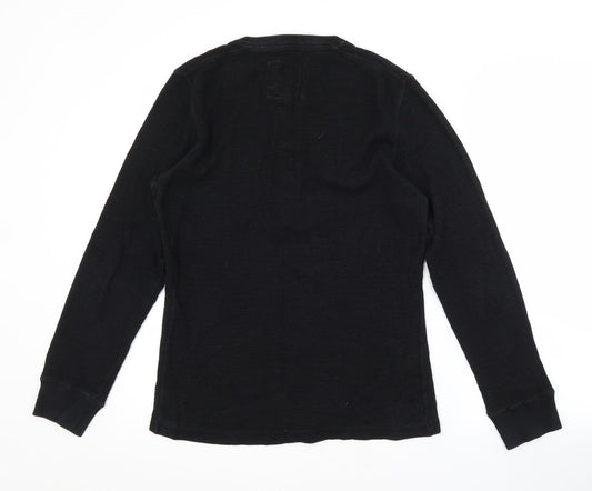 H&M Mens Black Cotton Polo Size S Crew Neck