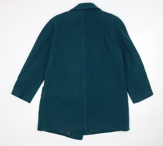 Back view of C&A women’s green overcoat coat, size UK 14
