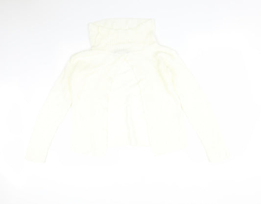 I SAW IT FIRST Womens Yellow Striped Acrylic Basic T-Shirt Size S Roll Neck