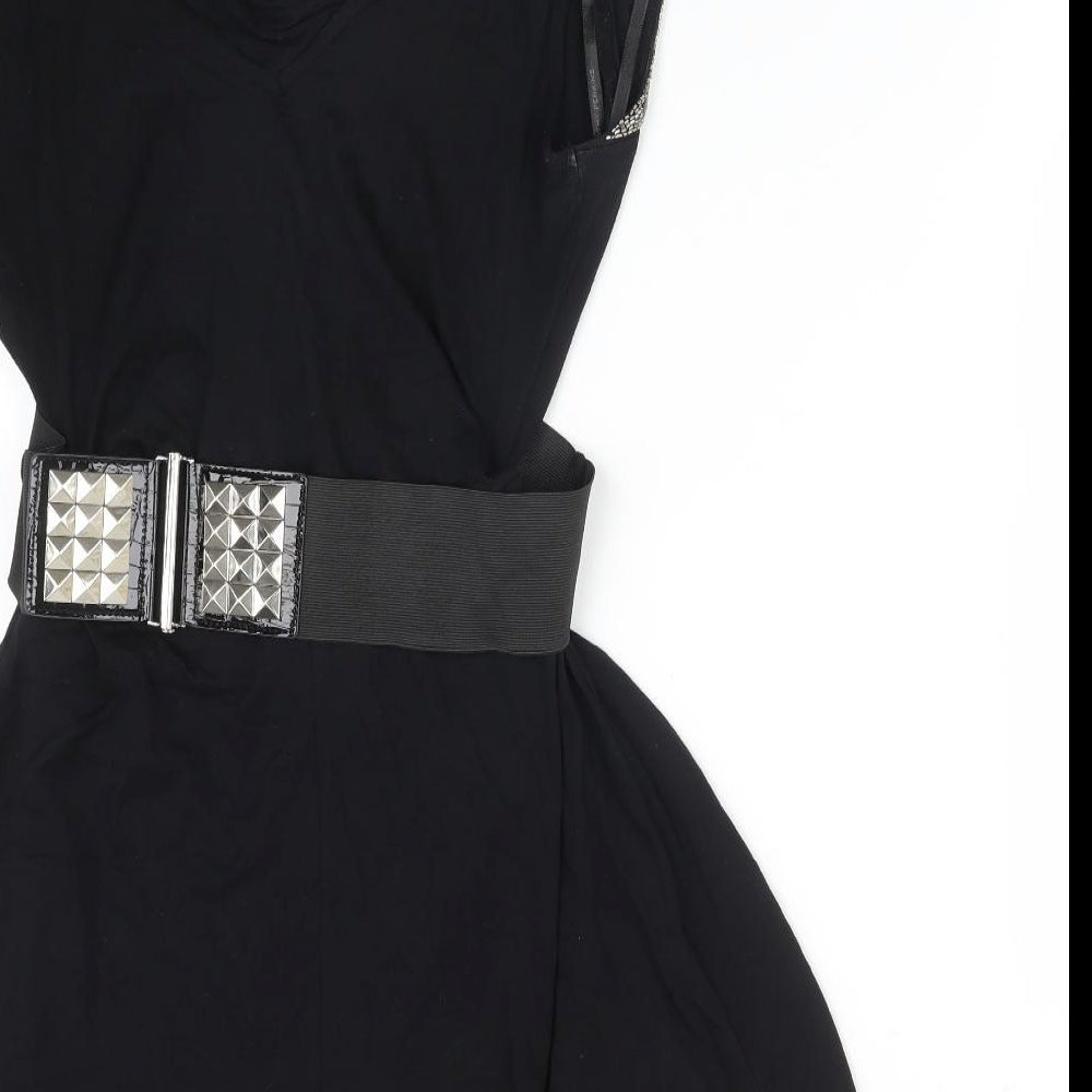 Dorothy Perkins Womens Black Viscose A-Line Size 12 Cowl Neck