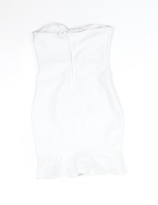 PRETTYLITTLETHING Womens White Polyester Pencil Dress Size 8 Sweetheart