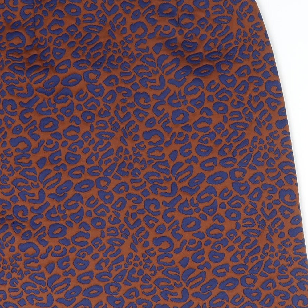 Brand and care label for Marks & Spencer women’s multicoloured animal print polyester straight & pencil skirt, size UK 8