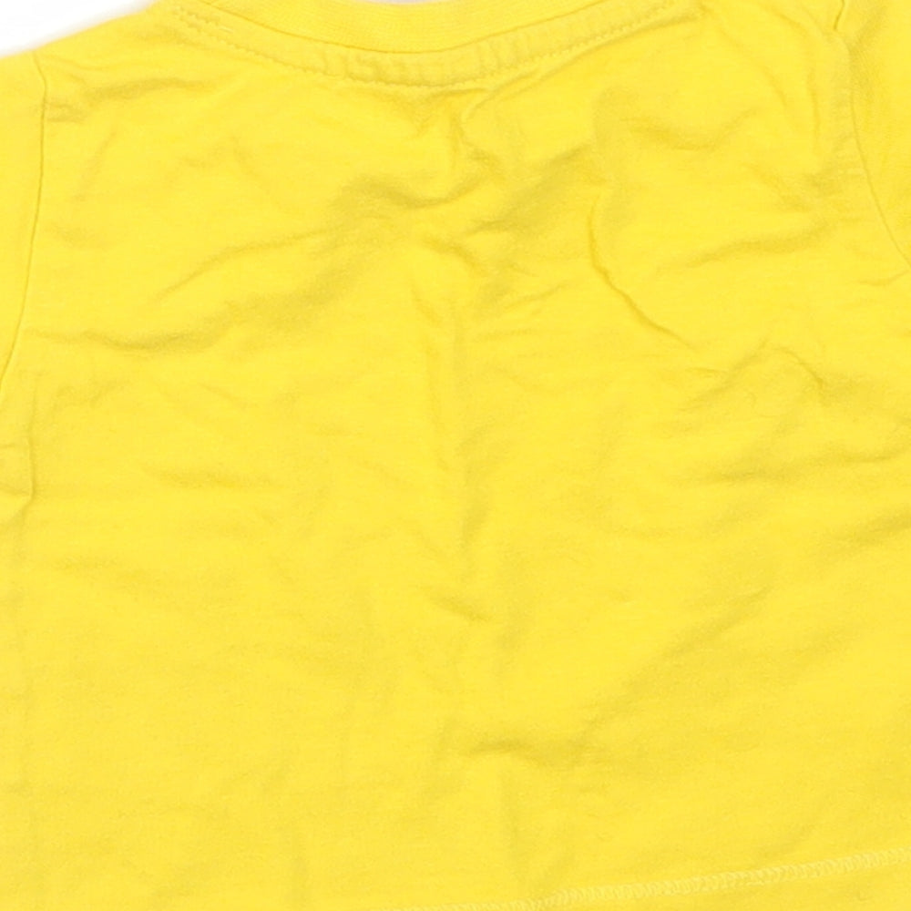 Peacocks Baby Yellow Cotton Basic T-Shirt Size Newborn Round Neck - DADDY'S NUMBER 1