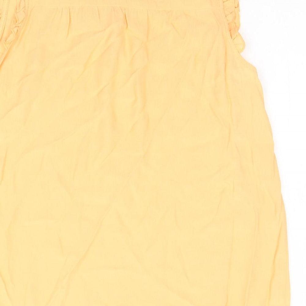 F&F Womens Orange Viscose Basic Polo Size 12 Round Neck