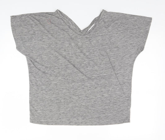 Matalan Womens Grey Polyester Basic T-Shirt Size 12 V-Neck