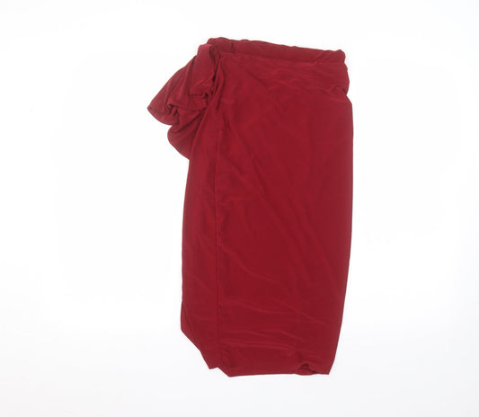 Boohoo Womens Red Polyester A-Line Skirt Size 10