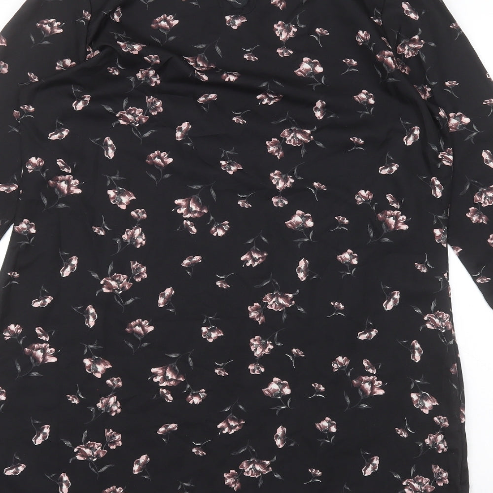 Boohoo Womens Beige Floral Polyester A-Line Size 12 Round Neck