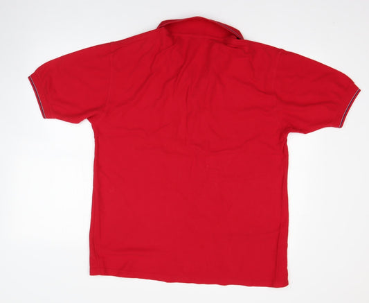 JERZEES Mens Red 100% Cotton Polo Size M Collared