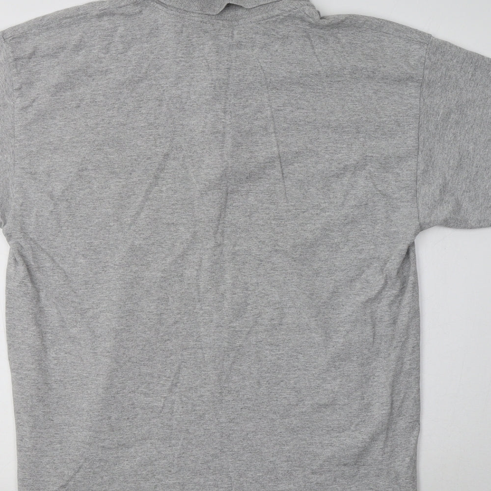 Gildan Mens Grey Cotton Polo Size L Collared - NYC
