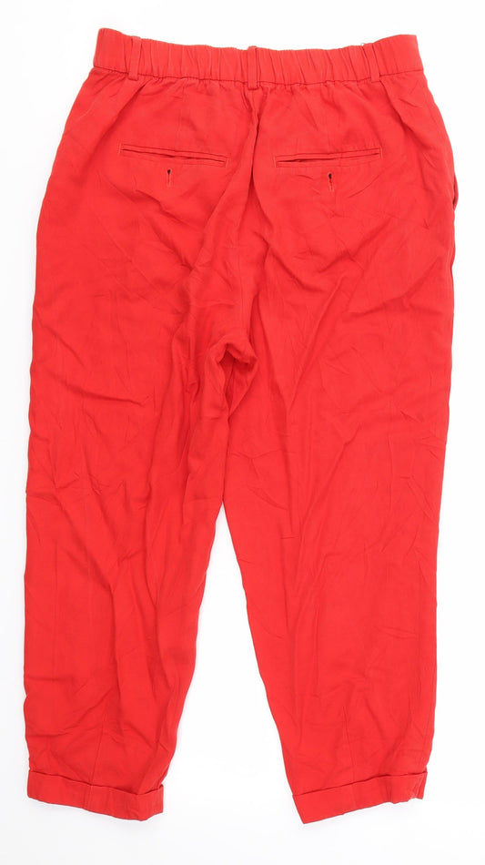 Womens UK Size S Zara Regular Fit Dress Pants Red Trousers