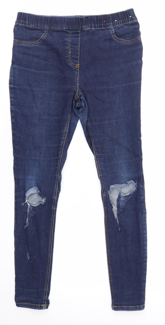 Additional front view of Tu women’s blue cotton skinny jeans, size UK 10, 27-inch leg regular
