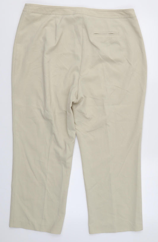 Womens UK Size 18 M&S Regular Fit Dress Pants Beige Trousers