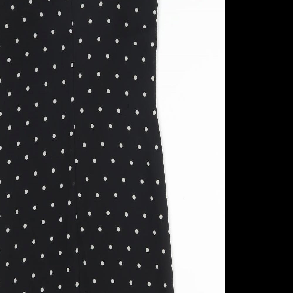 H&M Womens Black Polka Dot Polyester Pencil Dress Size 4 V-Neck