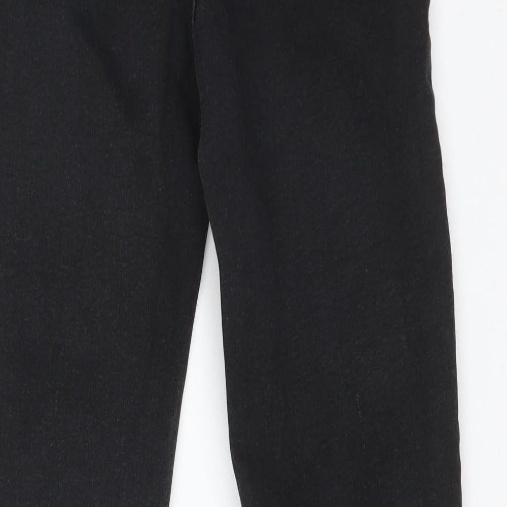 Brand and care label for DENIM CO women’s black cotton skinny jeans, size UK 12, 28-inch leg regular