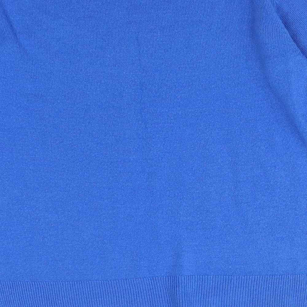 M&S Womens Blue Acrylic Basic T-Shirt Size 10 Round Neck