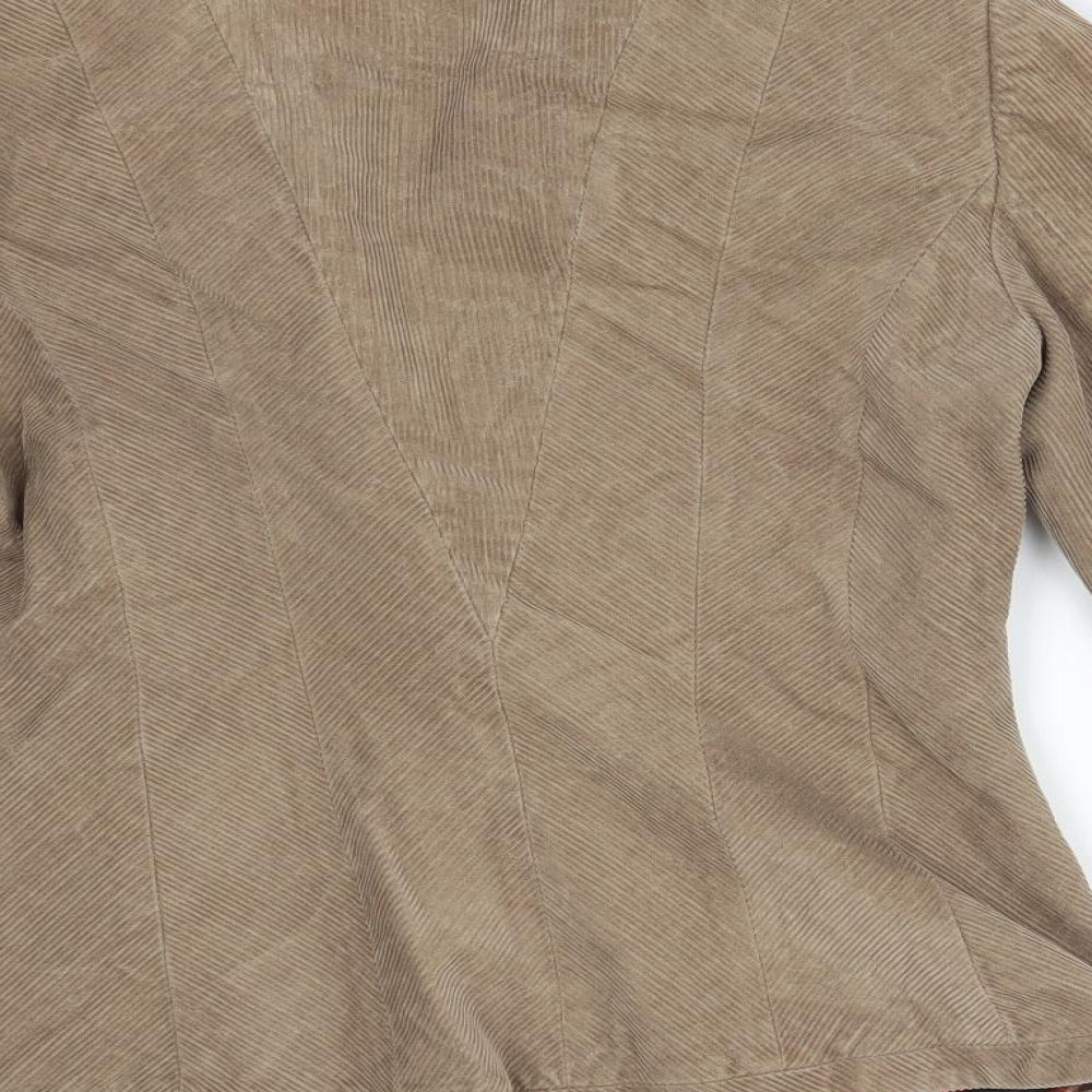 Brand and care label for Per Una women’s brown polyester jacket suit jacket, size UK 10