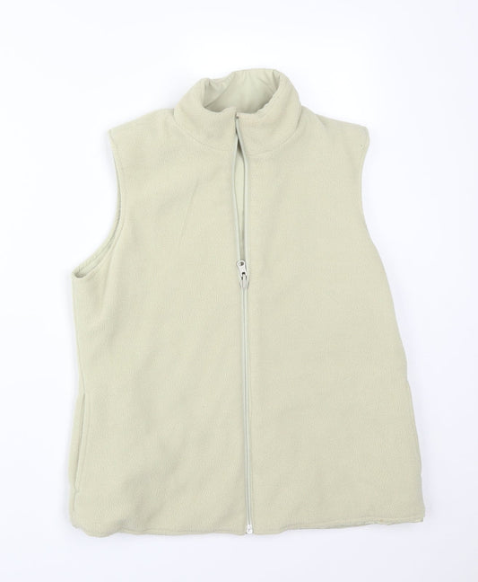 Additional front view of Debenhams women’s green gilet jacket, size UK 10