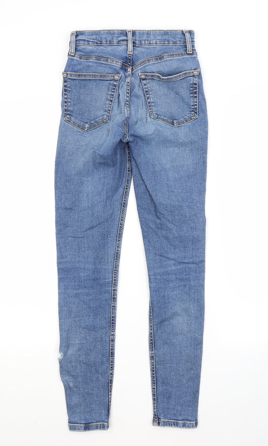 Topshop Womens Blue Cotton Skinny Jeans Size 25 in L32 in Regular