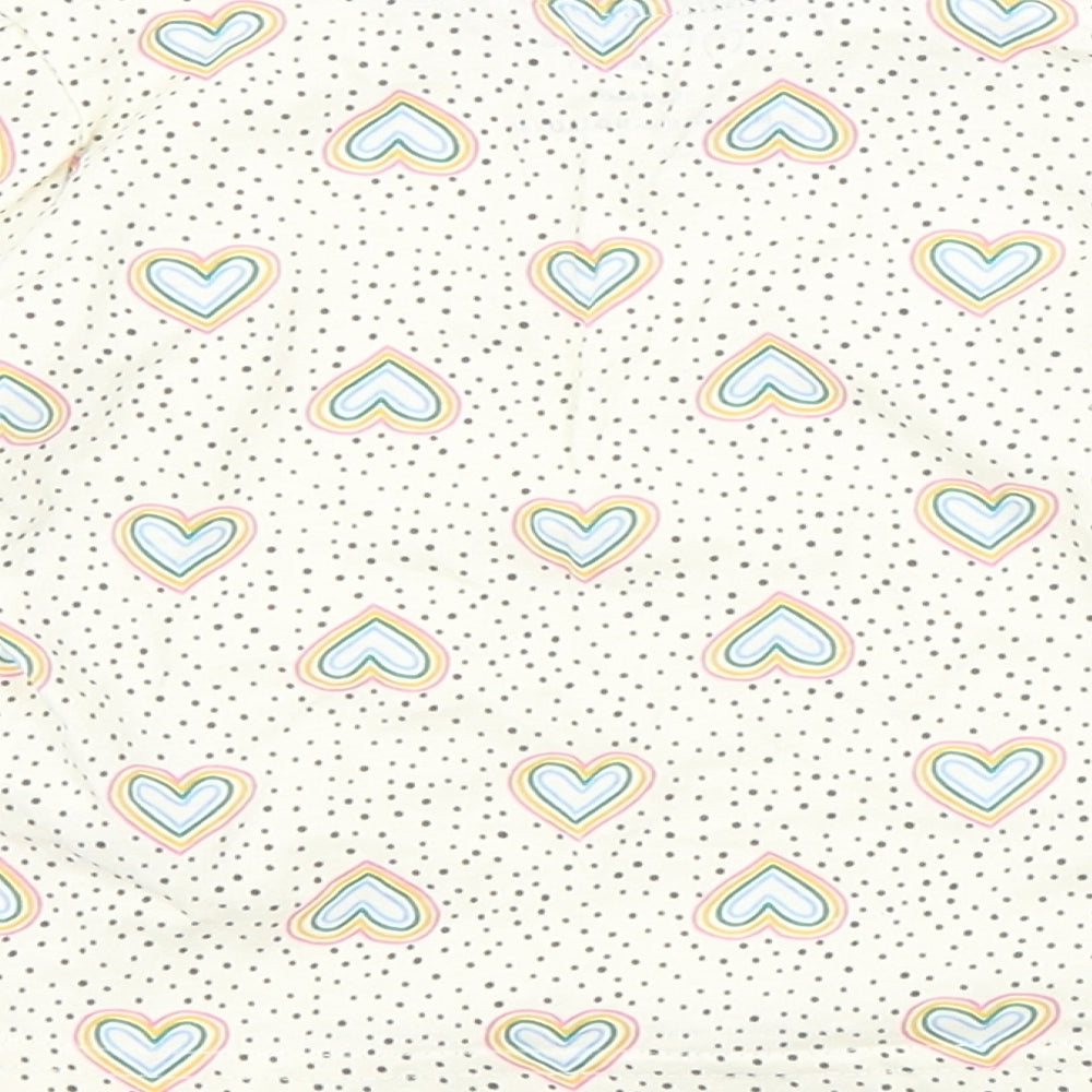 Primark Girls Beige Spotted Cotton Basic T-Shirt Size 12-18 Months Crew Neck