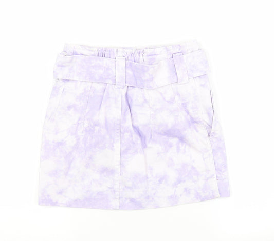 Bershka Womens Purple  Cotton Straight & Pencil Skirt Size 6