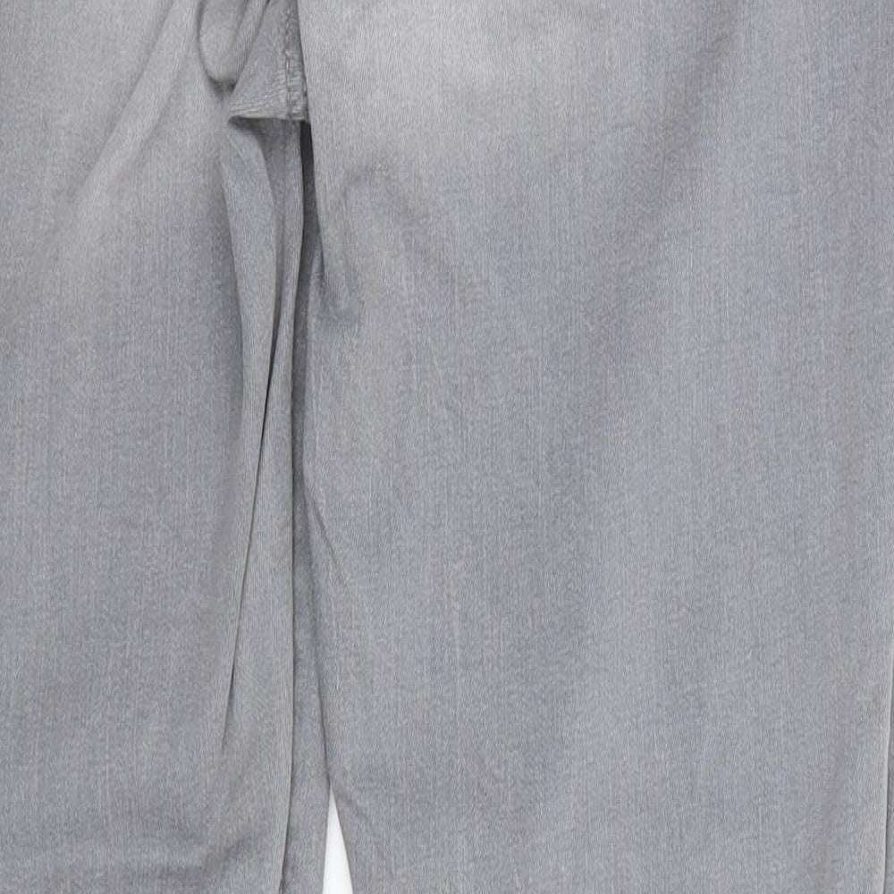 Brand and care label for Denim & Co. women’s grey cotton straight jeans, size UK 14, 27-inch leg regular
