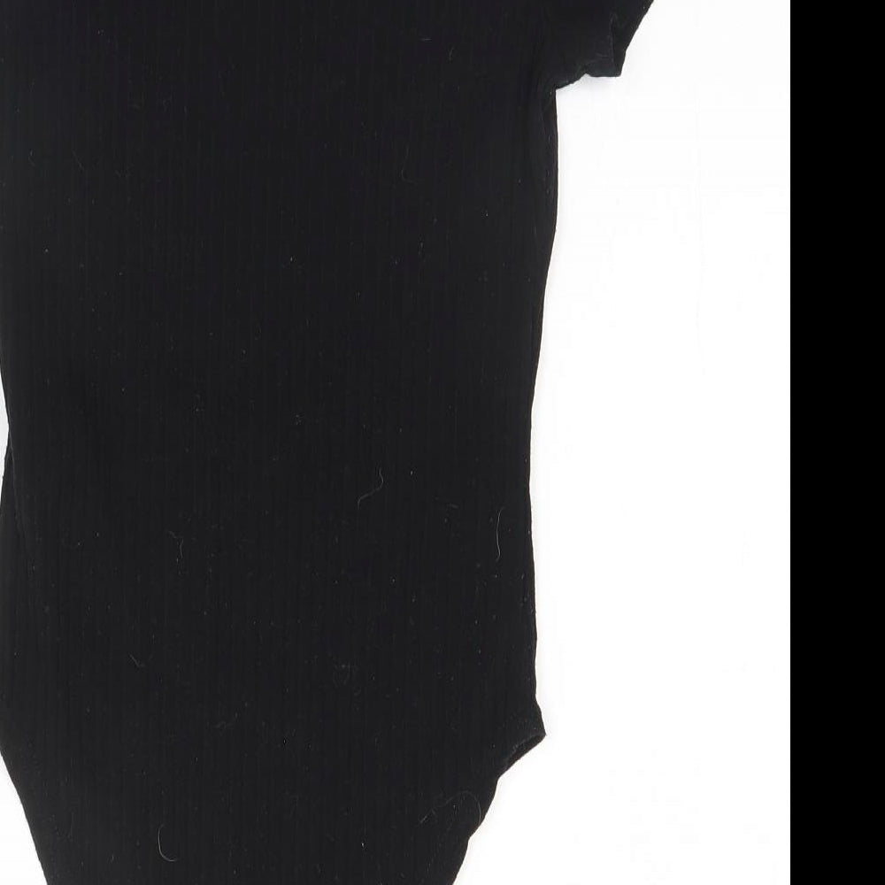 New Look Womens Black Striped Polyester Leotard One-Piece Size 6