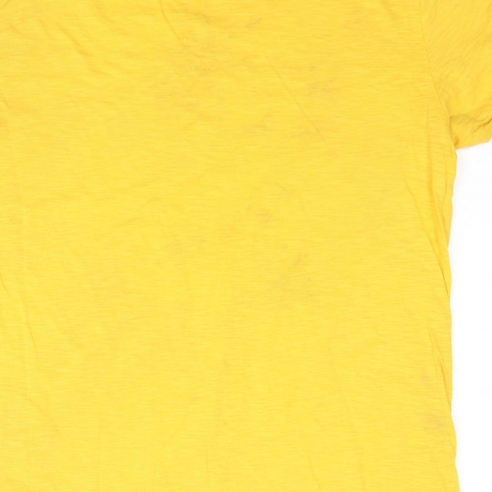 Topman Mens Yellow Cotton T-Shirt Size XL Round Neck