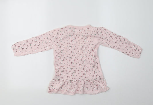 Nutmeg Baby Pink Floral Cotton Pullover Jumper Size 18-24 Months