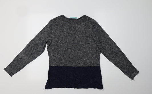 Avenue Womens Blue Crew Neck Cotton Pullover Jumper Size M