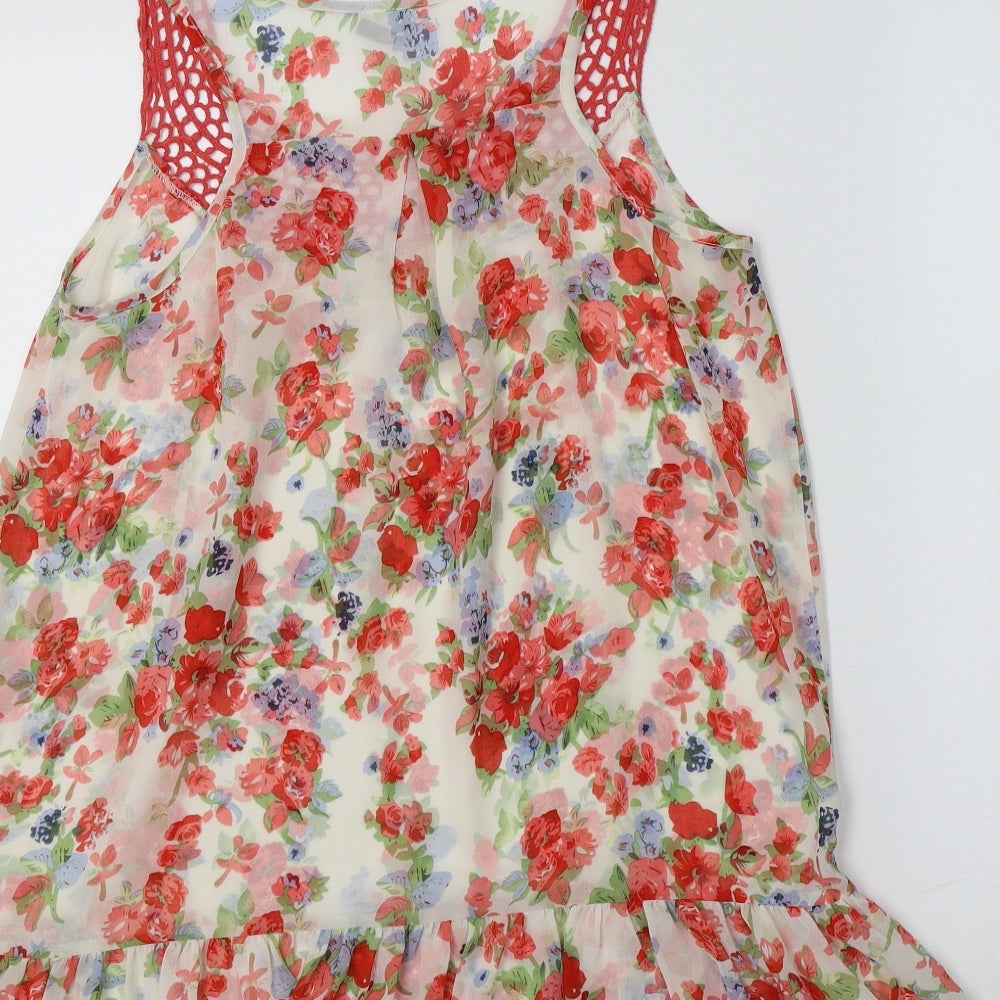 E-vie Womens Multicoloured Floral Polyester Tunic Tank Size 12 Scoop Neck