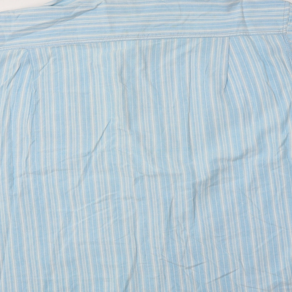 Armando Mens Blue Striped Cotton Button-Up Size L Collared
