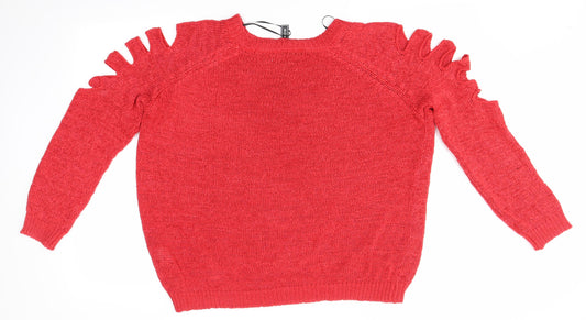 Womens UK Size M Rainbow Red Pullover Jumper