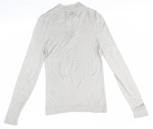 River Island Mens Grey High Neck Viscose Pullover Jumper Size XS